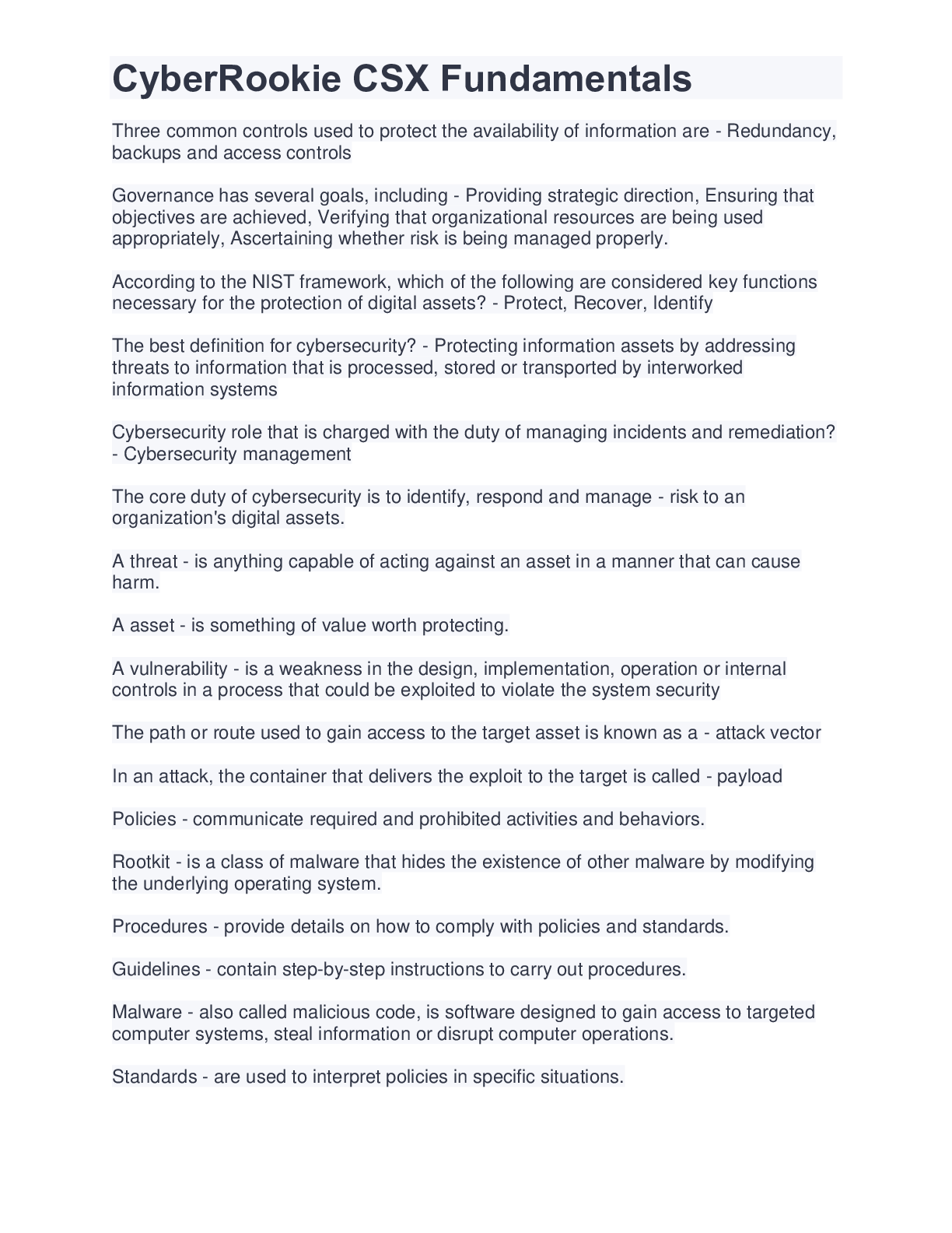 Preview image of CyberRookie CSX Fundamentals document